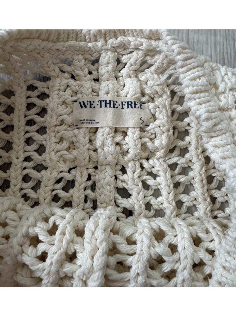 Free People Cream Crochet Knit Top, EUC, size S - Picture 10 of 13